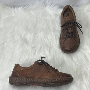 Born Melissa NWOT Handcrafted Tan Leather Lace Up Oxfords Sz 6